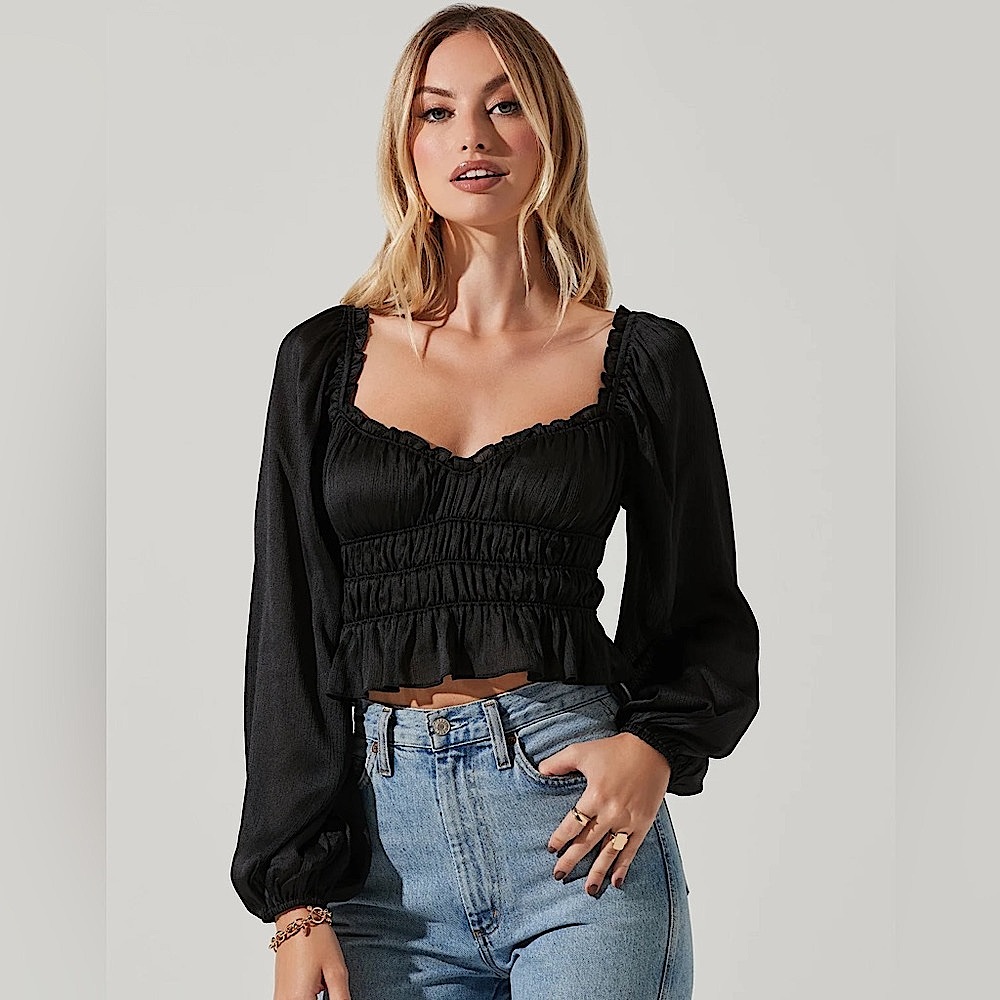 Black Satin Astr Top